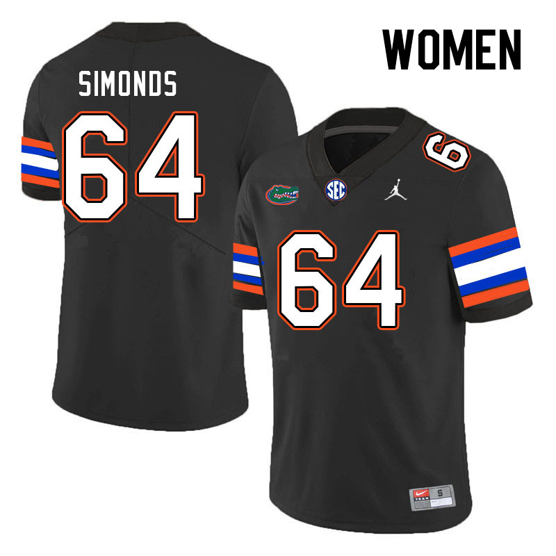 Women #64 Riley Simonds Florida Gators College Football Jerseys Stitched-Black